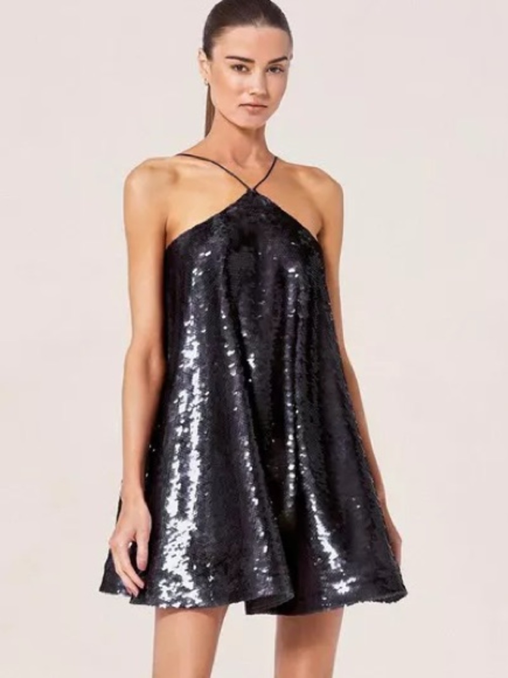 Alexis Black Sequin Trapeze Shana Mini Dress Size XS